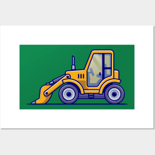 Tractor Vehicle Cartoon Illustration Posters and Art